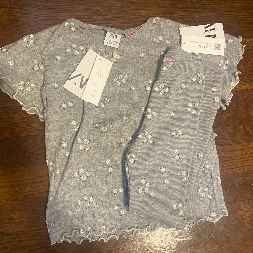 Zara daisy floral grey set